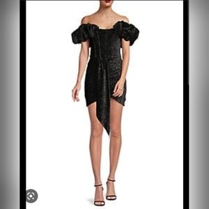 Lavish Alice Black Velvet Off the Shoulder MiniDress